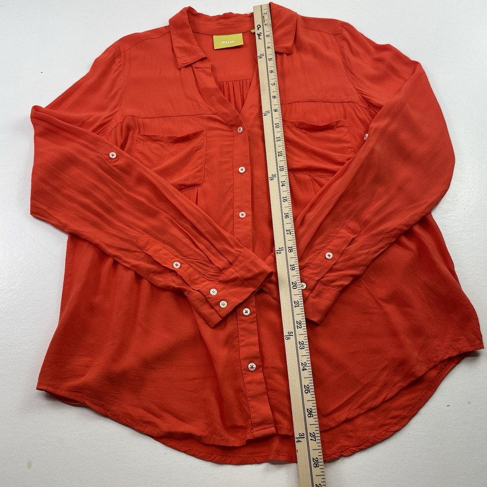 Maeve Anthropologie Women Shirt Small Flutter Sleeve Down In Sicilian Orange - Picture 7 of 13